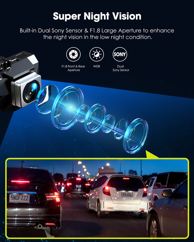 Toguard DC15 Real 4K+ 2K Front and Rear Dual Sony Sensor Dash Camera, The Highest-Definition & Performance Dashcam
