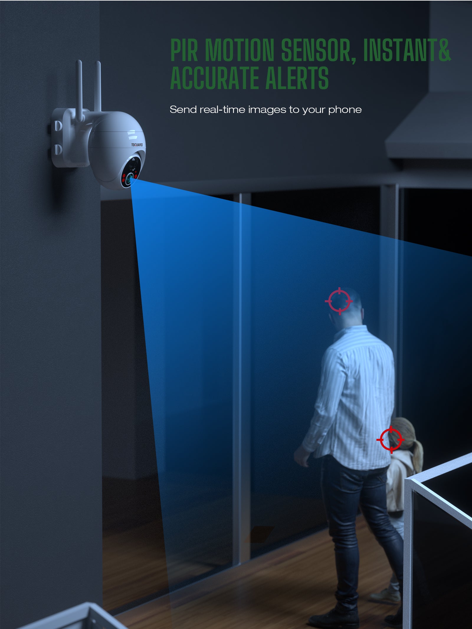 Toguard AP50 WiFi-Überwachungskamera im Freien, drahtlose PTZ-Überwachungskamera für zu Hause mit Zwei-Wege-Audio