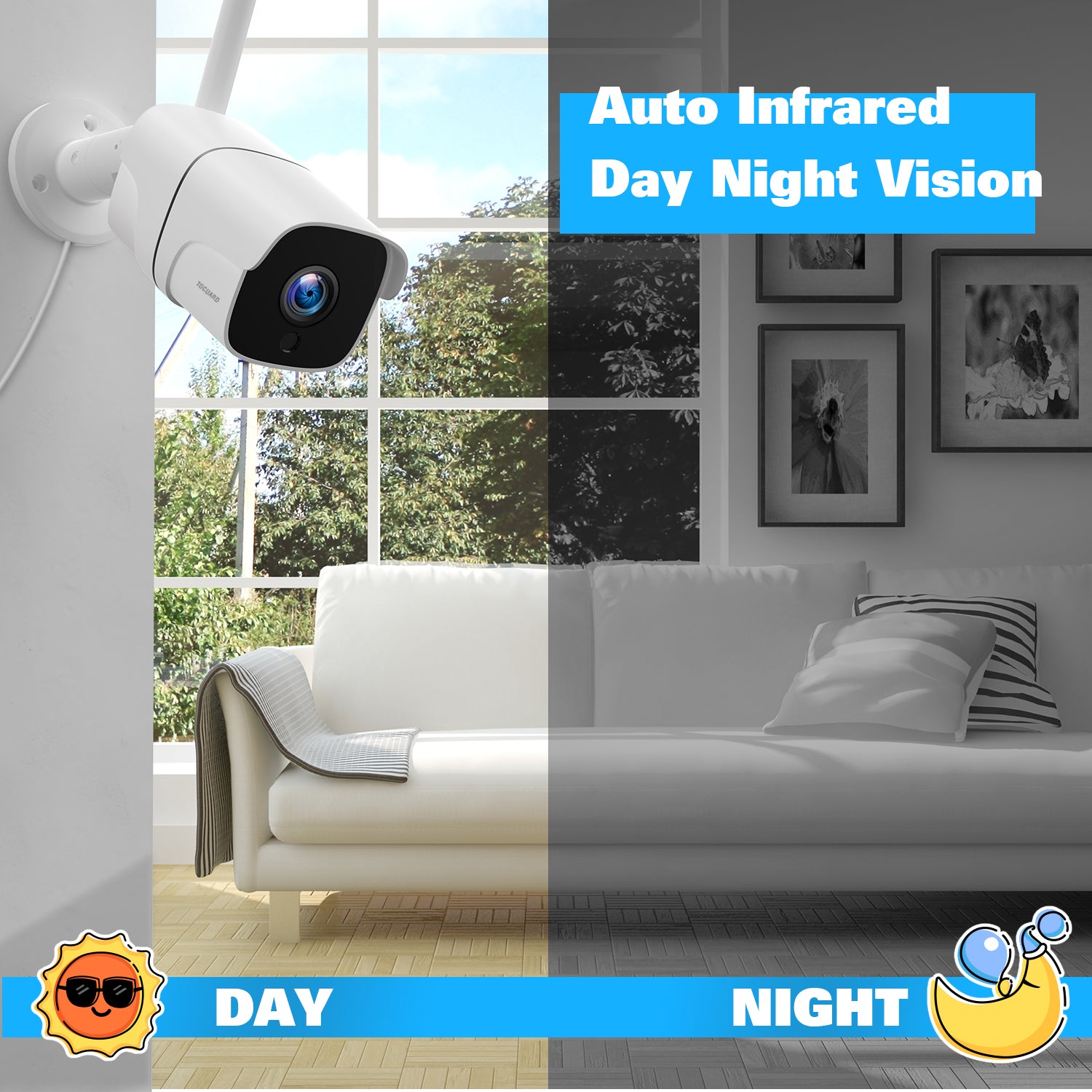Toguard W400 4Pcs 1080P 8CH NVR Wireless Security Camera System with 12 inch LCD Monitor &  3TB Hard Drive (Only Available In Europe)