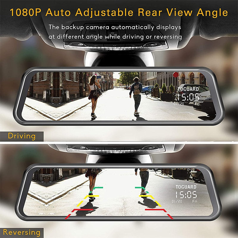 Toguard CE60H 2.5K Spiegel Dashcam für Autos mit wasserdichter Rückfahrkamera