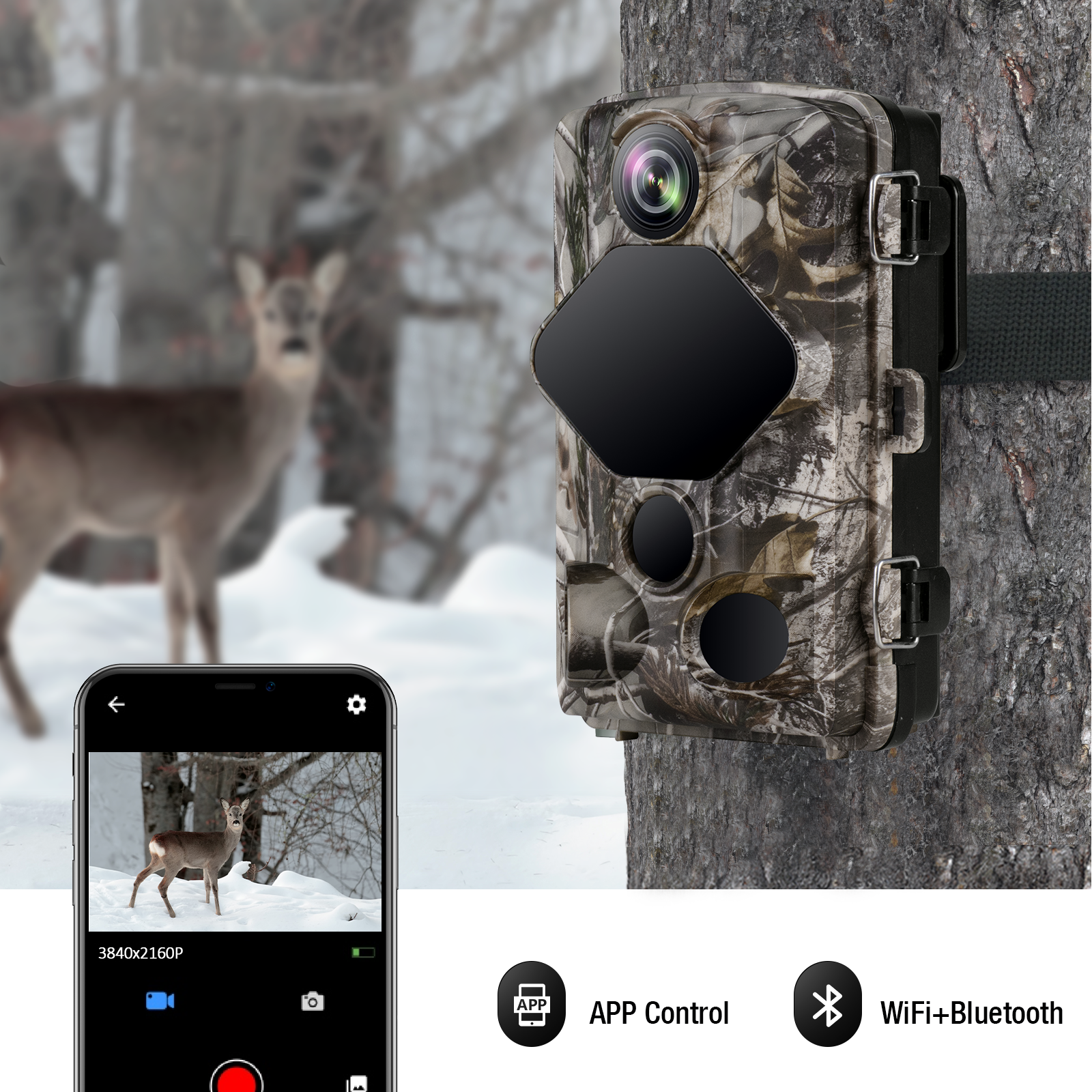 Toguard H75 4K Lite Trail Camera 24MP WiFi Bluetooth with 46 PCS 850nm Infrared LEDs