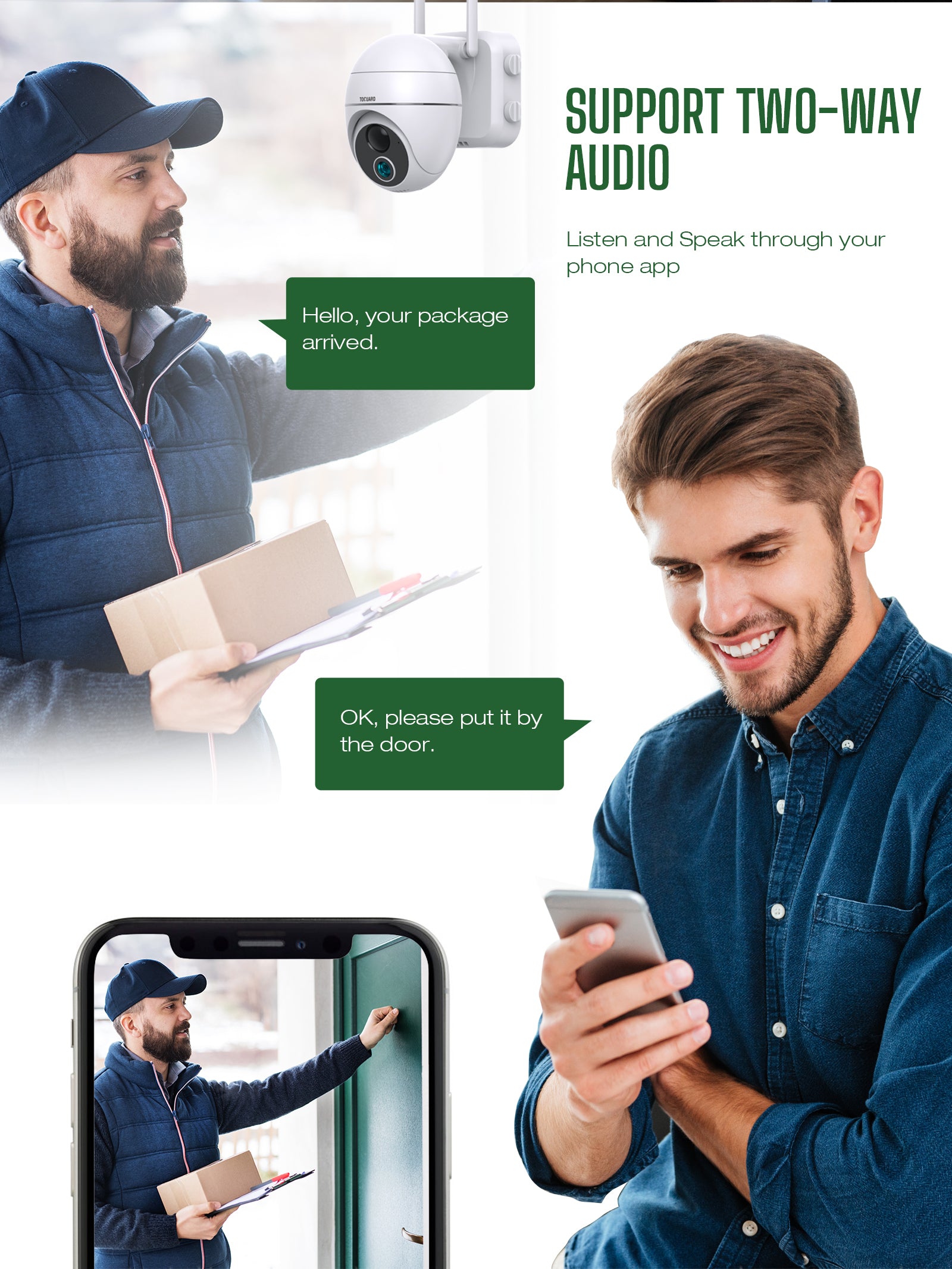 Toguard AP50 WiFi-Überwachungskamera im Freien, drahtlose PTZ-Überwachungskamera für zu Hause mit Zwei-Wege-Audio