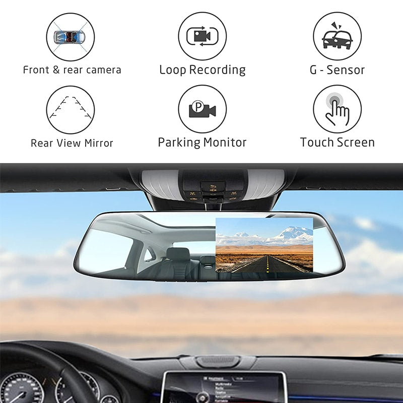 Toguard CE13 Dual Lens Dash Camera Touch Screen Front for Cars Backup Camera