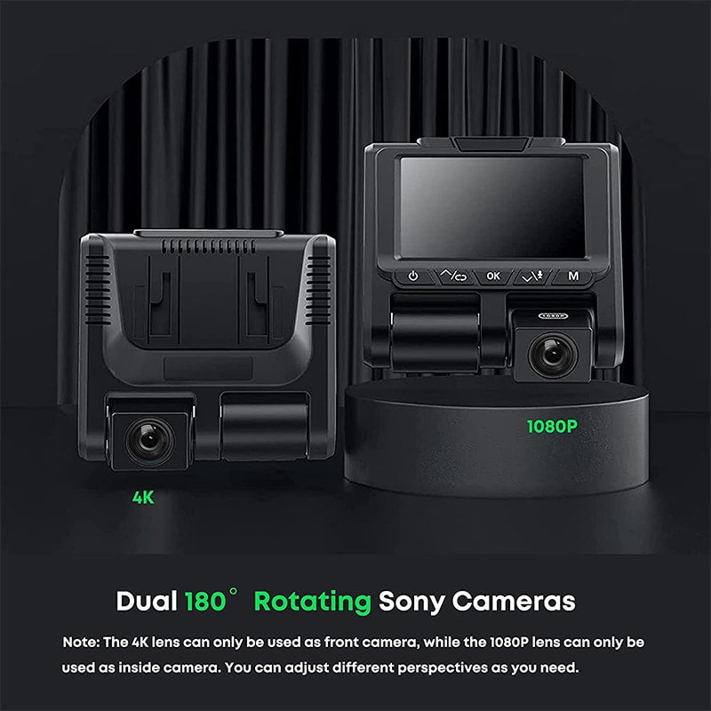Toguard CE45A 4K Dual Dashcam 2160P+1080P Front- und Innen-Carbin Dashcam für Autos mit 3" LCD