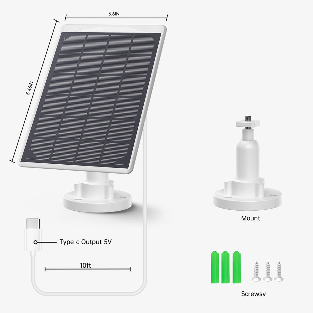 Toguard BC548 3W 5V Solar Panel Only Compatible SC03, SC05, & SC08 Security Camera