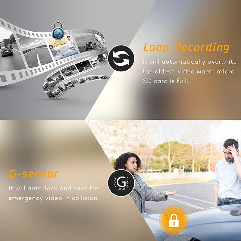 Toguard CE60H 2.5K Mirror Dash Cam pour voitures avec caméra de recul étanche