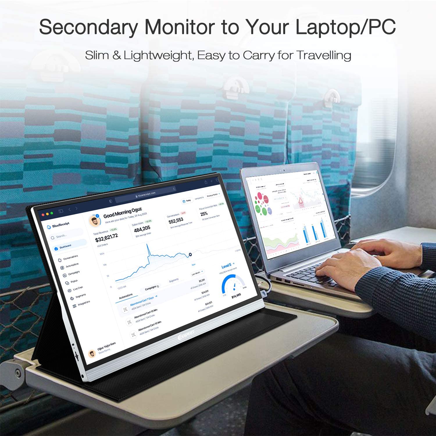 Corprit D158 Aktualisierter 15,6" 1080P FHD USB Tragbarer Monitor für Laptop