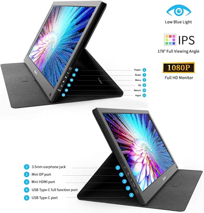 Corprit D155 Portable Monitor 15.6 inch Monitor  for PC Mac Laptop