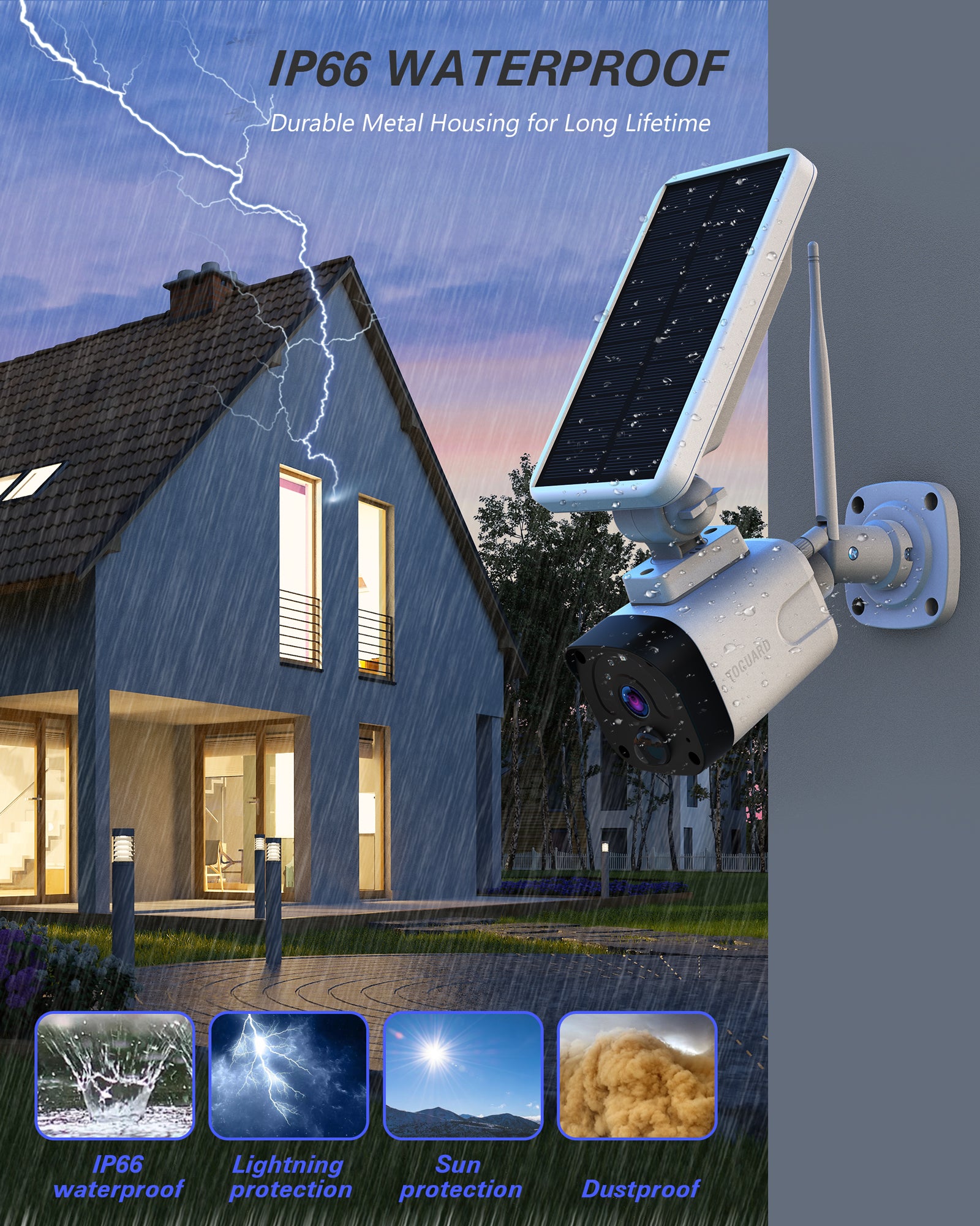 Toguard W601 3 MP Outdoor Wireless WiFi (einschließlich Basisstation und 1 Kamera) Solarbatteriebetriebenes Überwachungskamerasystem