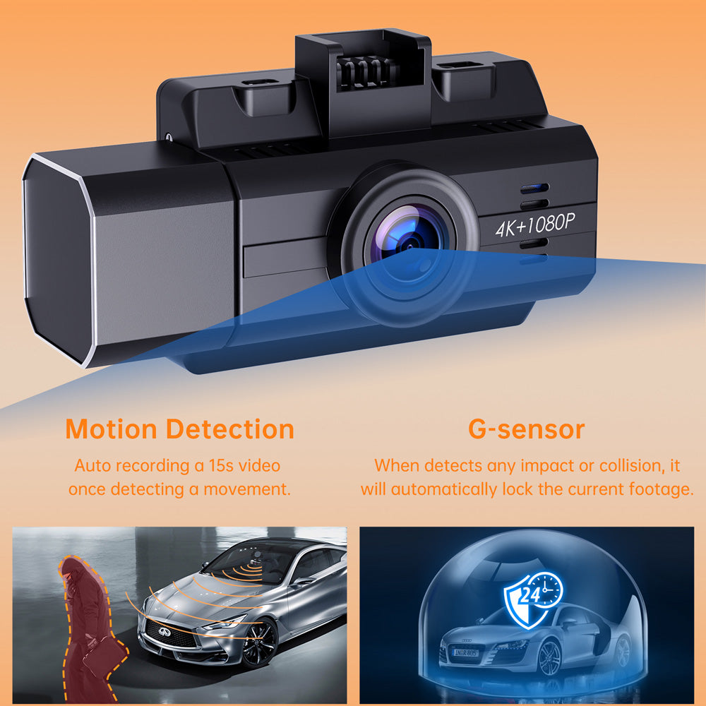 Toguard DC40 3 Channel 4K Dash Cam, 4K+1080P+1080P Three Way Sony Sensor, 24 Hour Parking Mode Dash Camera(Europe ONLY)