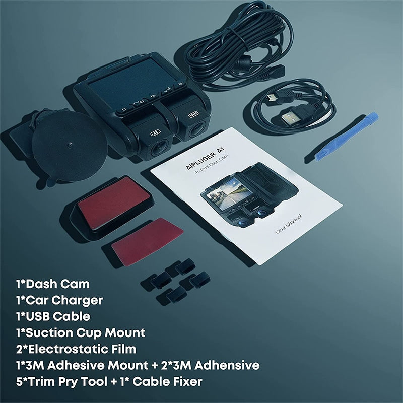 Toguard CE45A 4K Dual Dash Cam 2160P + 1080P Caméra avant et intérieure Carbin Dash pour voitures avec écran LCD 3"