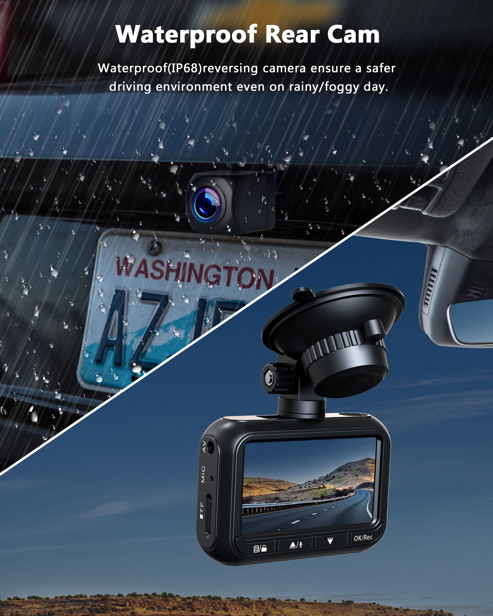Toguard CE18A Mini caméra de tableau de bord double pour voitures 1080P caméra de tableau de bord avant et arrière