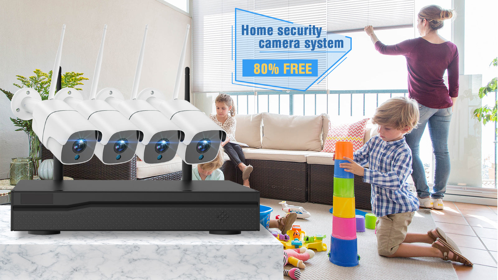 Toguard W300  4Pcs 1080P Wireless WiFi  Surveillance Camera System With 3TB Hard Drive