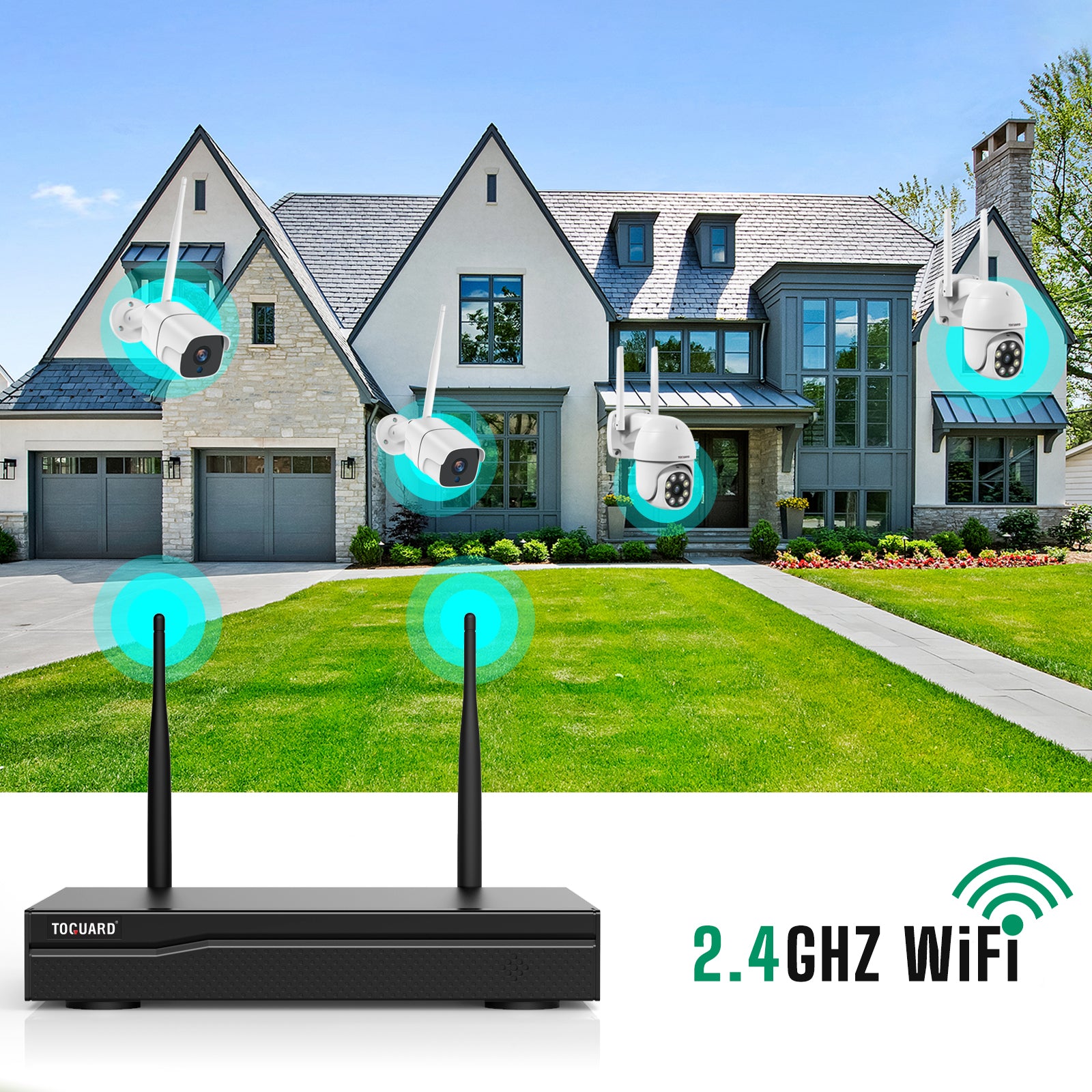 Toguard W310 Wireless Home Security Camera System Outdoor PTZ Cameras and Bullet Cameras（Only available in Canada）