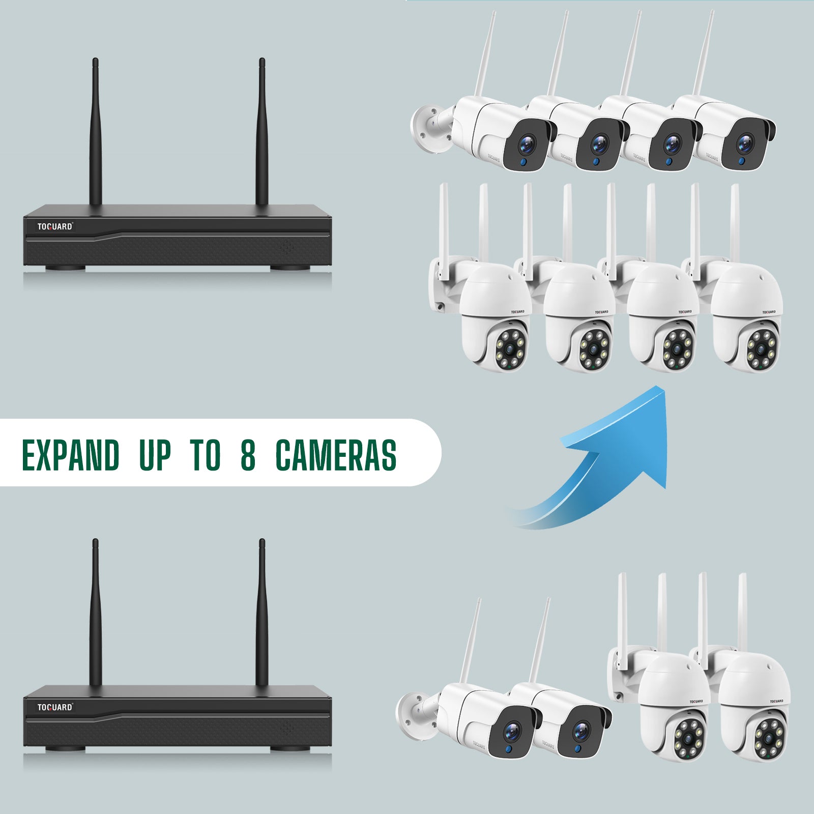 Toguard W310 Système de caméra de sécurité domestique sans fil Caméras PTZ extérieures et caméras Bullet