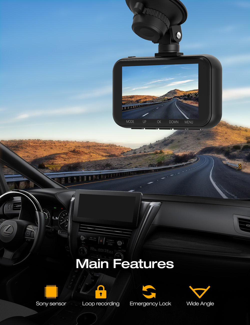 Toguard C200/DC16 4K ,2160P & 1080P Front and Rear Dual Dash Camera 3 inch LCD Display