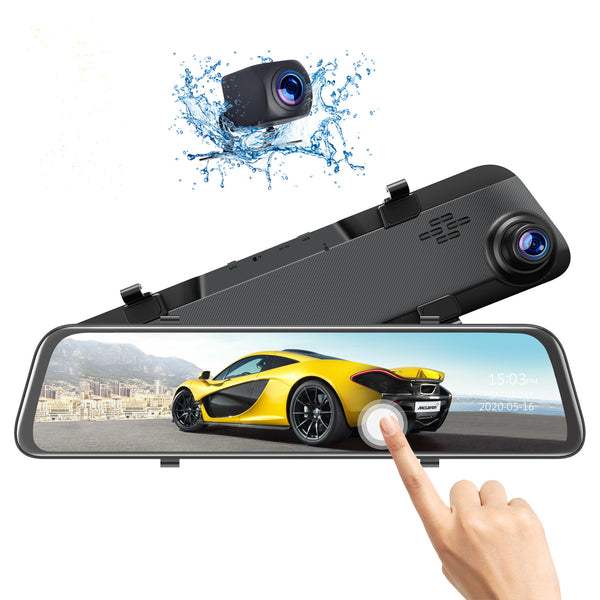 Toguard CE70 12" 2.5K Mirror Dual Lens Dash Camera Touch Screen Front for Cars Backup Camera