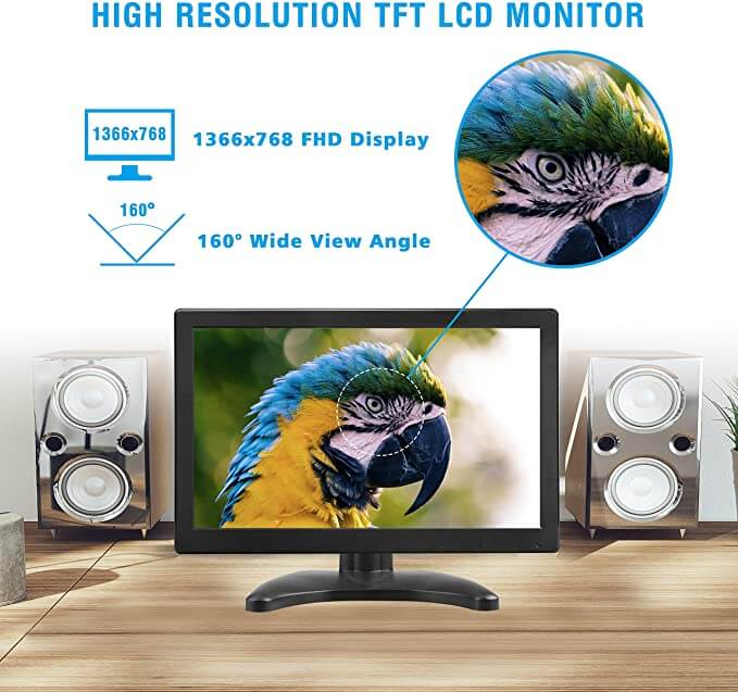 Toguard D126 12 Inch HD 1366x768 Color Computer Monitor Display - Toguard camera