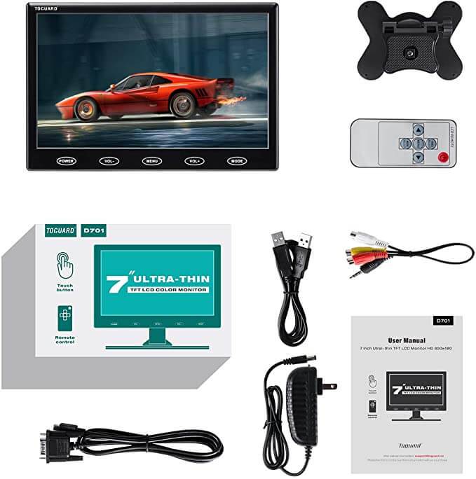 Toguard D701 7inch Monitor Portable Powered LCD Display - Toguard camera
